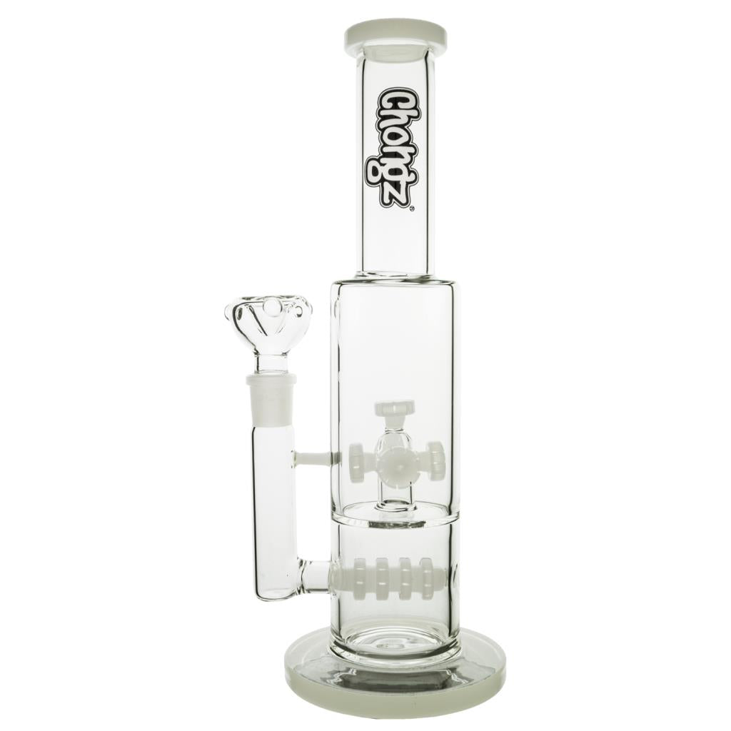 GLASS CHONGZ 32CM "PULSAR" PERCOLATOR W WHITE ACCENTS