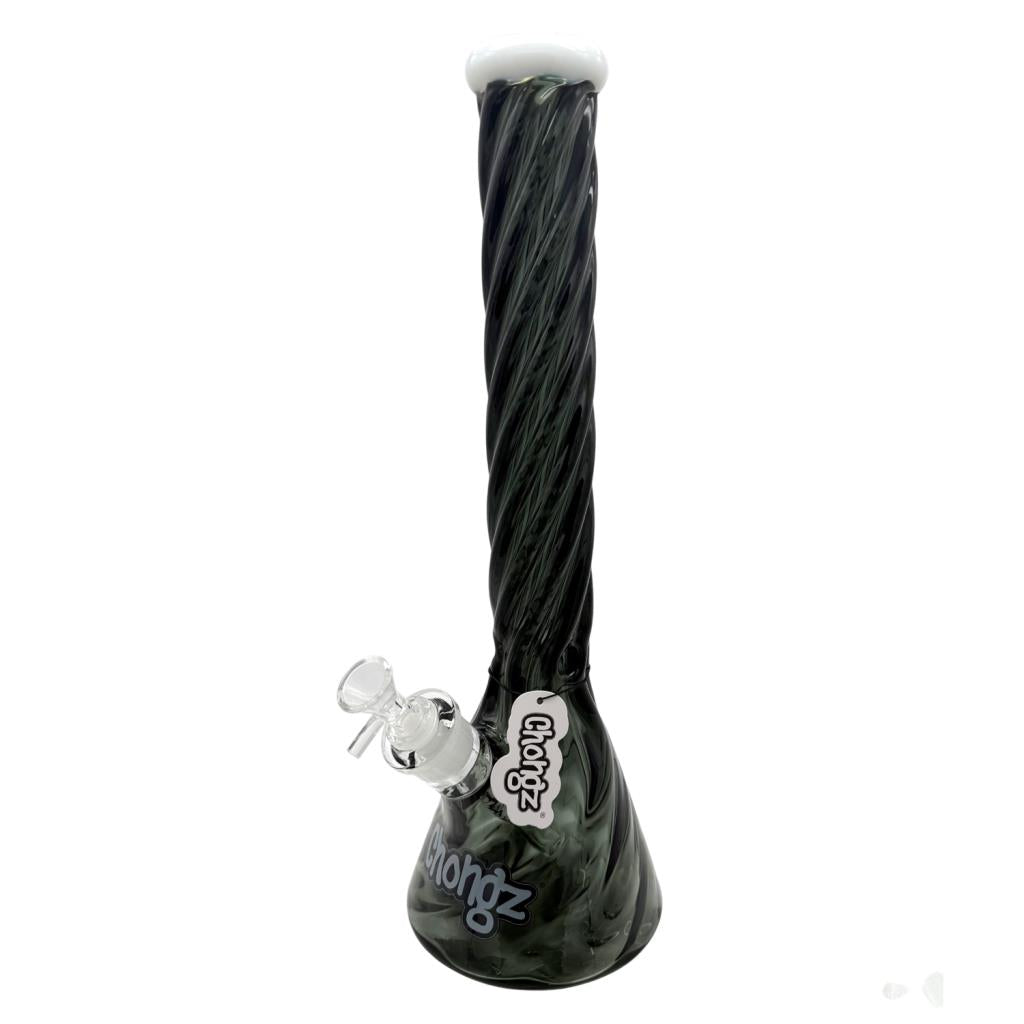 CHONGZ GLASS 40CM "TWISTED MELON" GREY BEAKER WATERPIPE