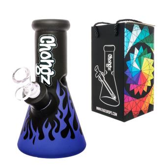 CHONGZ 20CM BLUE "UP IN FLAMES" FLAME DESIGN WATERPIPE - SeedySide