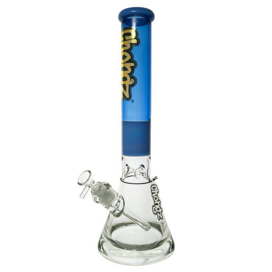 CHONGZ 42CM GLASS "BIG FAT BASE" WATERPIPE BLUE & MILK BLUE ACCENTS