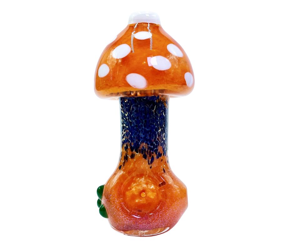 COLOURED GLASS PIPE 3" MUSHROOM DESIGN