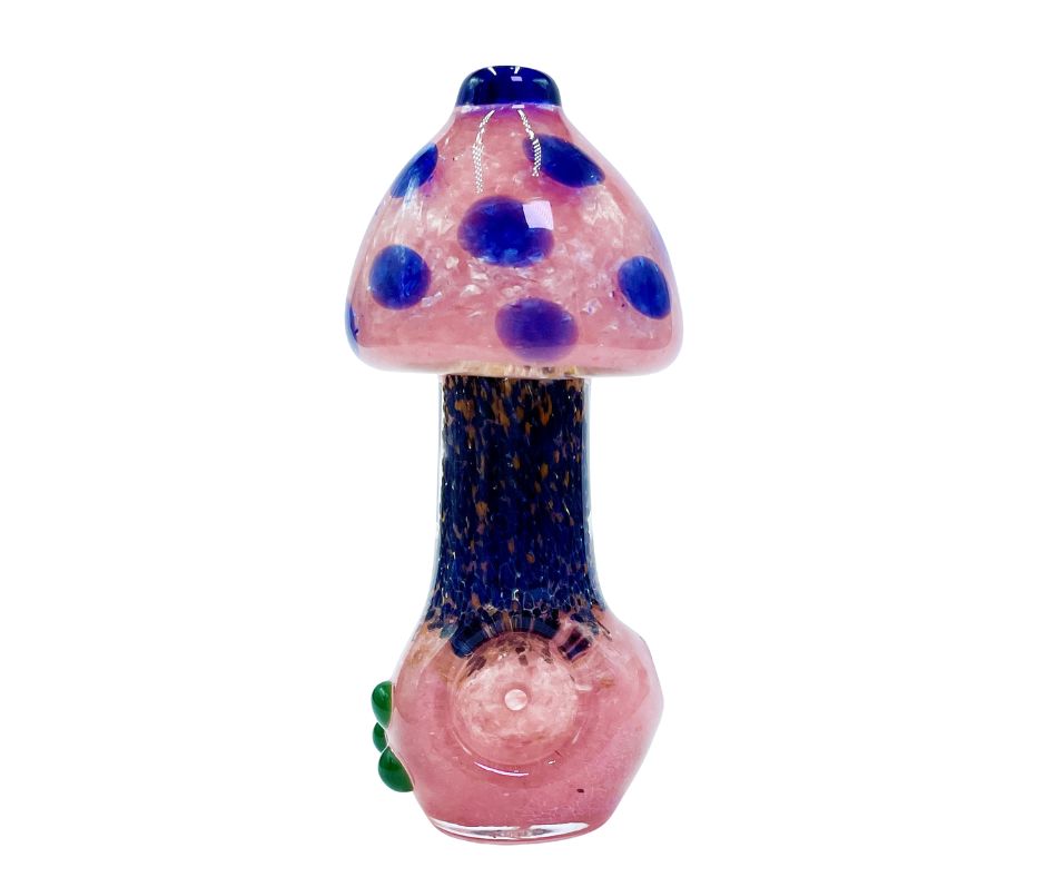 COLOURED GLASS PIPE 3" MUSHROOM DESIGN