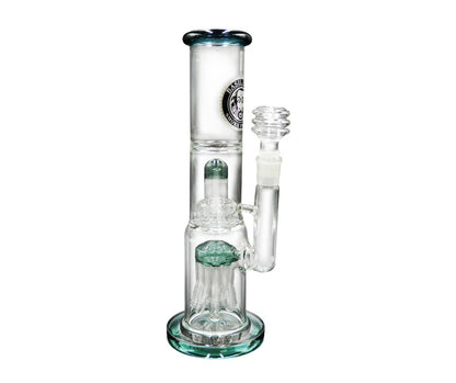 HEAVY DUTY GLASS DOUBLE PERC 2 CHAMBER BONG 30CM 18.8MM GRIND