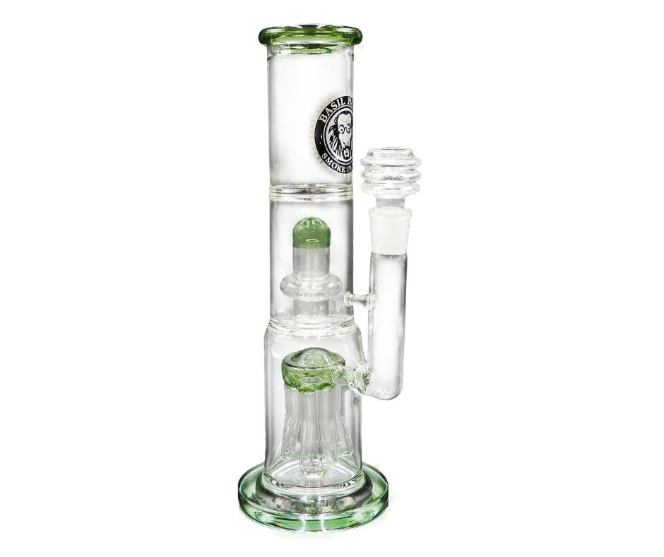 HEAVY DUTY GLASS DOUBLE PERC 2 CHAMBER BONG 30CM 18.8MM GRIND