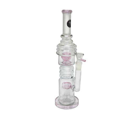 HEAVY DUTY GLASS DOUBLE PERCOLATOR BONG W 8 FINGER TREE & BALL DIFFUSER 35CM (18.8MM GRIND)