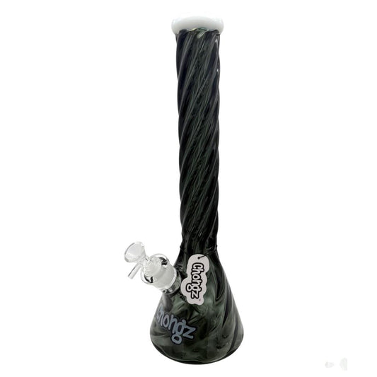 CHONGZ GLASS 40CM "TWISTED MELON" GREY BEAKER WATERPIPE