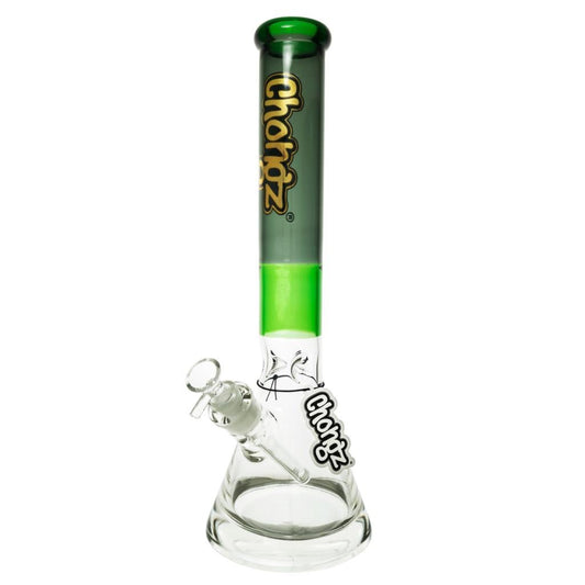 CHONGZ 42CM GLASS "BIG FAT BASE" WATERPIPE GREEN ACCENTS - SeedySide