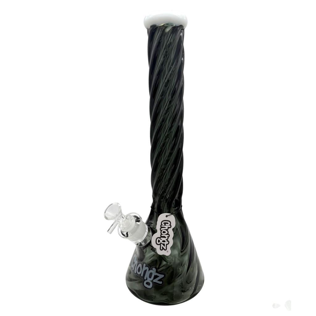 CHONGZ GLASS 40CM "TWISTED MELON" GREY BEAKER WATERPIPE - SeedySide