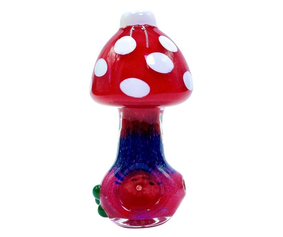 COLOURED GLASS PIPE 3" MUSHROOM DESIGN - SeedySide
