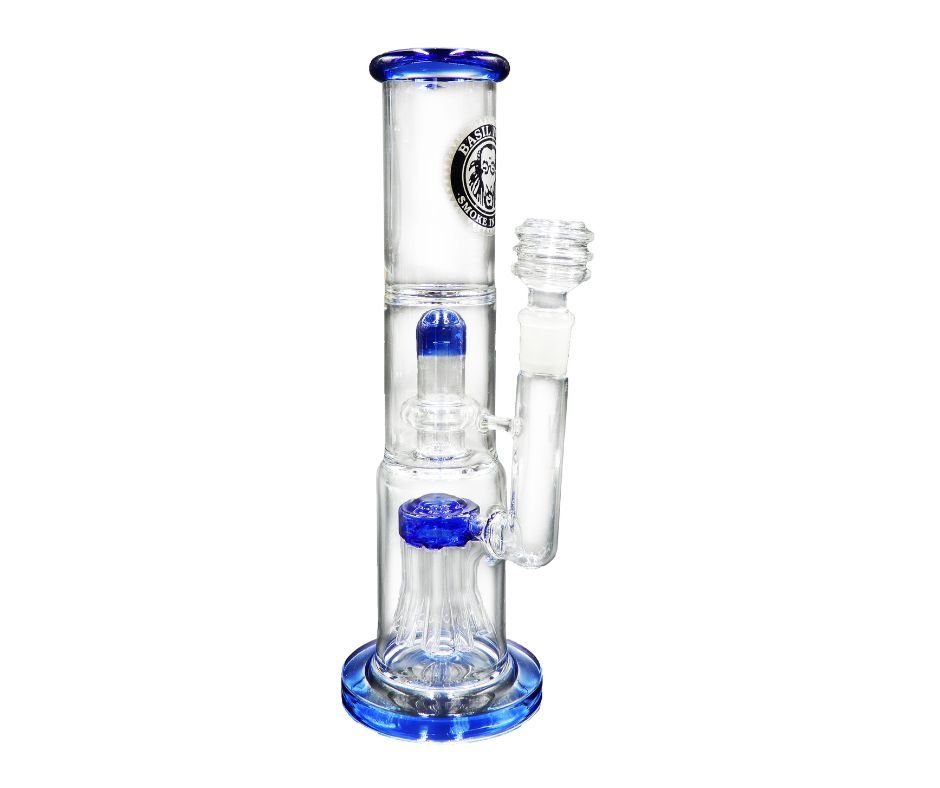 HEAVY DUTY GLASS DOUBLE PERC 2 CHAMBER BONG 30CM 18.8MM GRIND - SeedySide