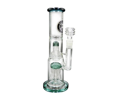 HEAVY DUTY GLASS DOUBLE PERC 2 CHAMBER BONG 30CM 18.8MM GRIND - SeedySide