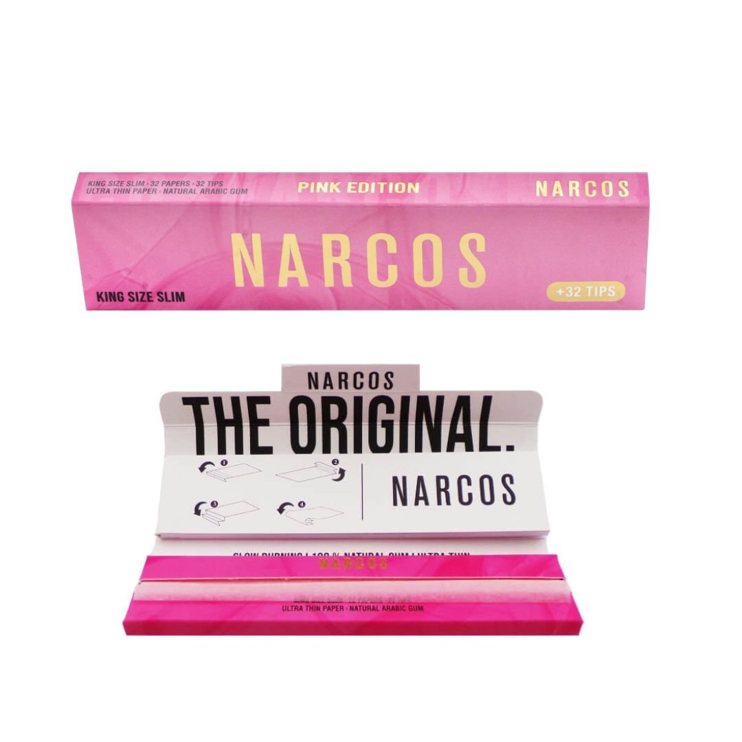 NARCOS KINGSIZE SLIM PAPERS & TIPS PINK - SeedySide